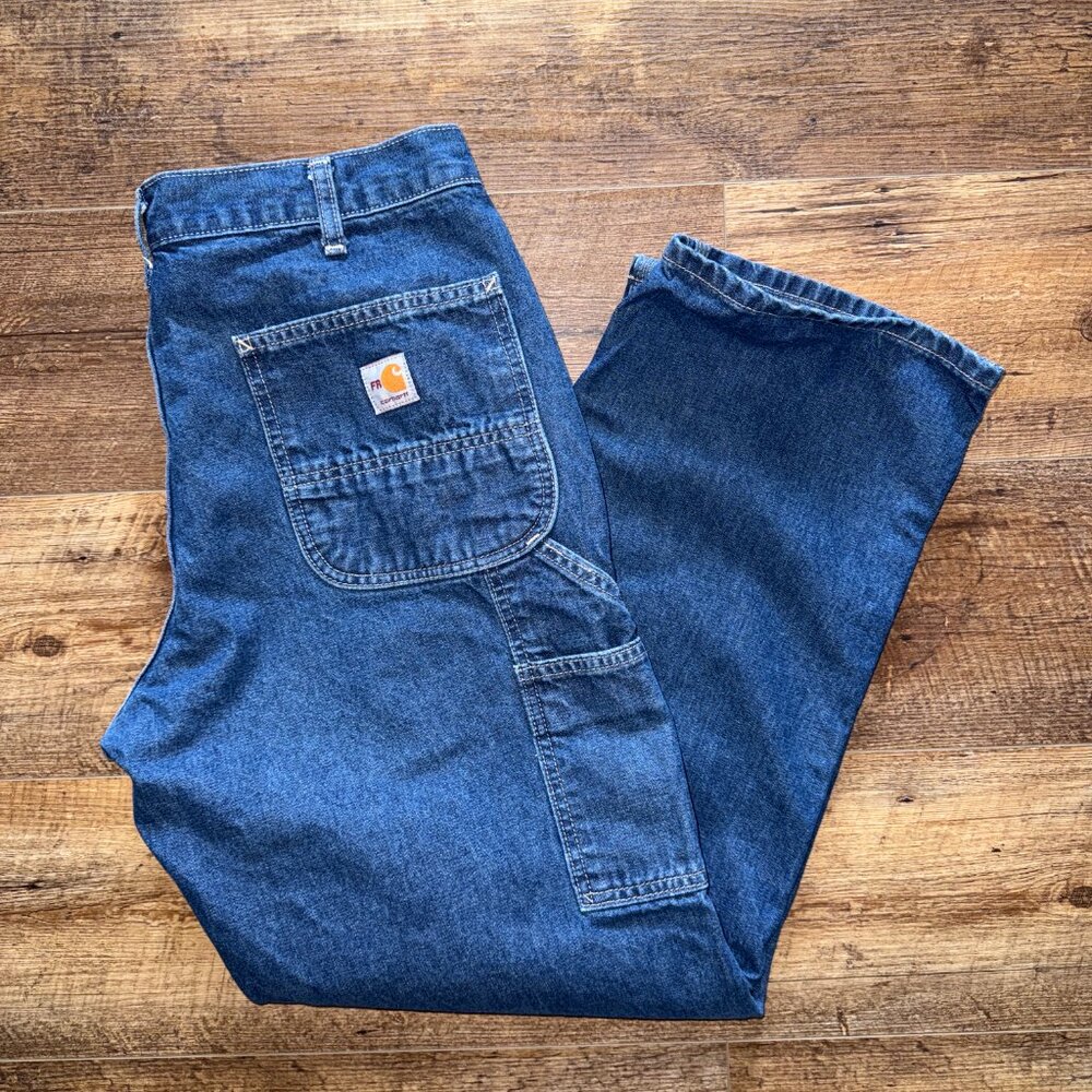 Carhartt Men's FR Signature Denim Dungaree NWOT 34X30